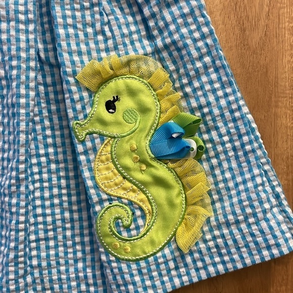 Rare Too Seersucker Seahorse Summer Dress, Size 18M - Picture 2 of 4